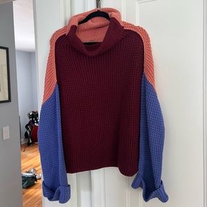 Free People Colorblock Turtleneck Sweater - Small